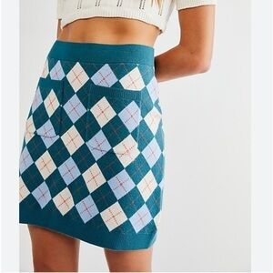 NWOT Free People Argyle Viola Sweater Mini Skirt in size XS